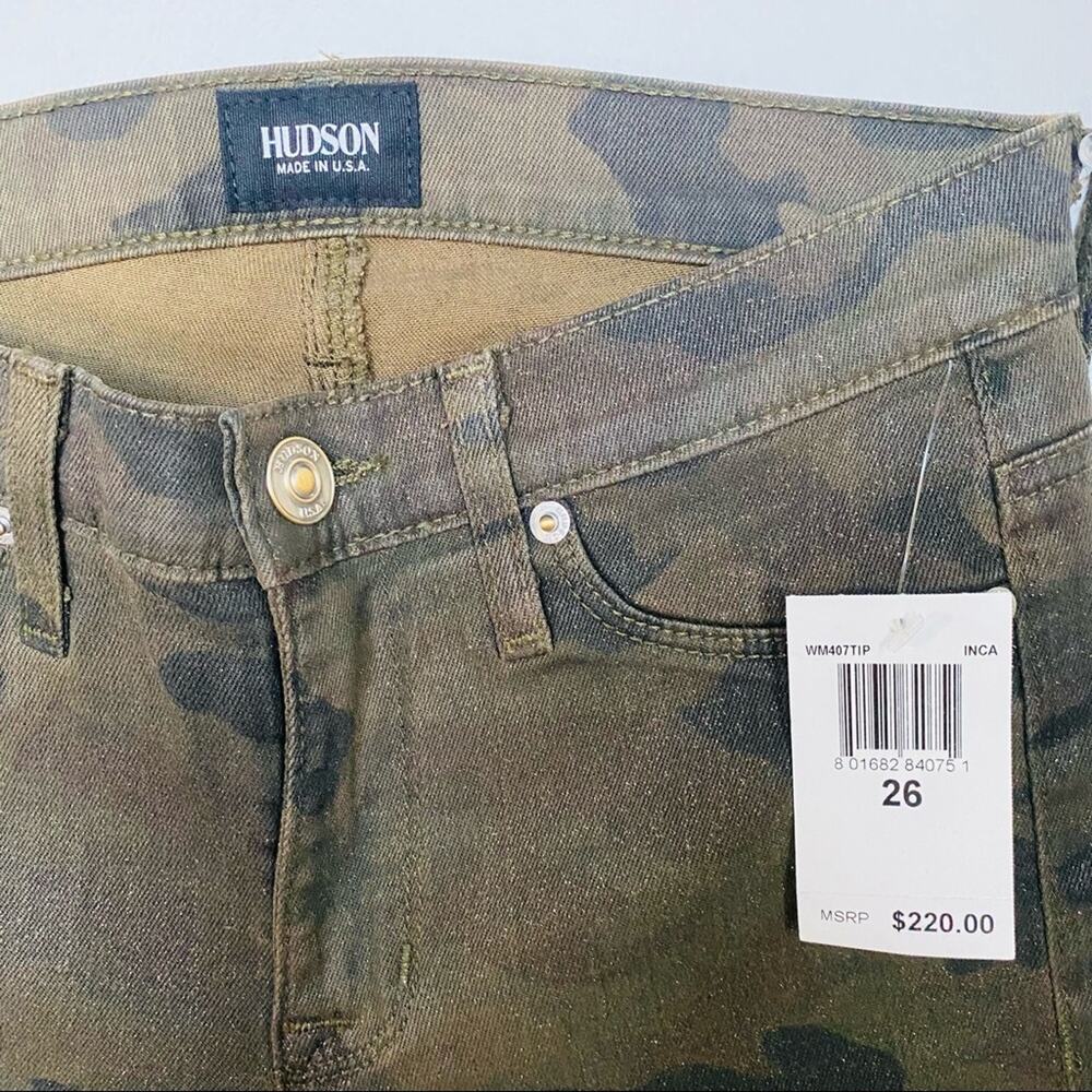 NEW HUDSON Tan Olive Sparkle Camo Nico Mid Rise Super Skinny Denim Jeans 26 - Picture 4 of 10